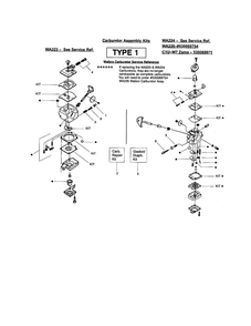 Carburetor Assembly Kits Diagram and Parts List for FEATHERLITE PLUS Type 1 Weed Eater Trimmer